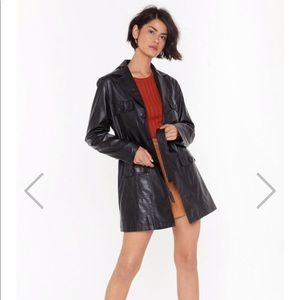 Faux leather trench coat